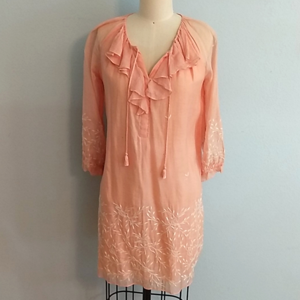 Embroidered Peach 🍑 Babydoll Dress size 6